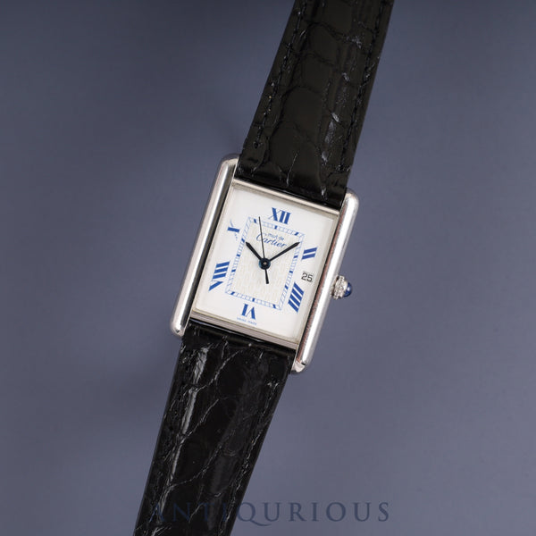 Cartier Must Tank GM (XL) W1014154/2414 Quartz Caliber 687 SV925 Leather Strap with Genuine D-Clasp (Stainless Steel) White Roman Dial Overhauled