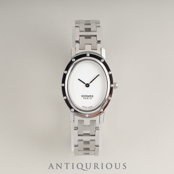 エルメス クリッパーオーバル CO1.210 クォーツ Cal.976.001 SS SS ホワイトギョーシェ文字盤 オーバーホール済み