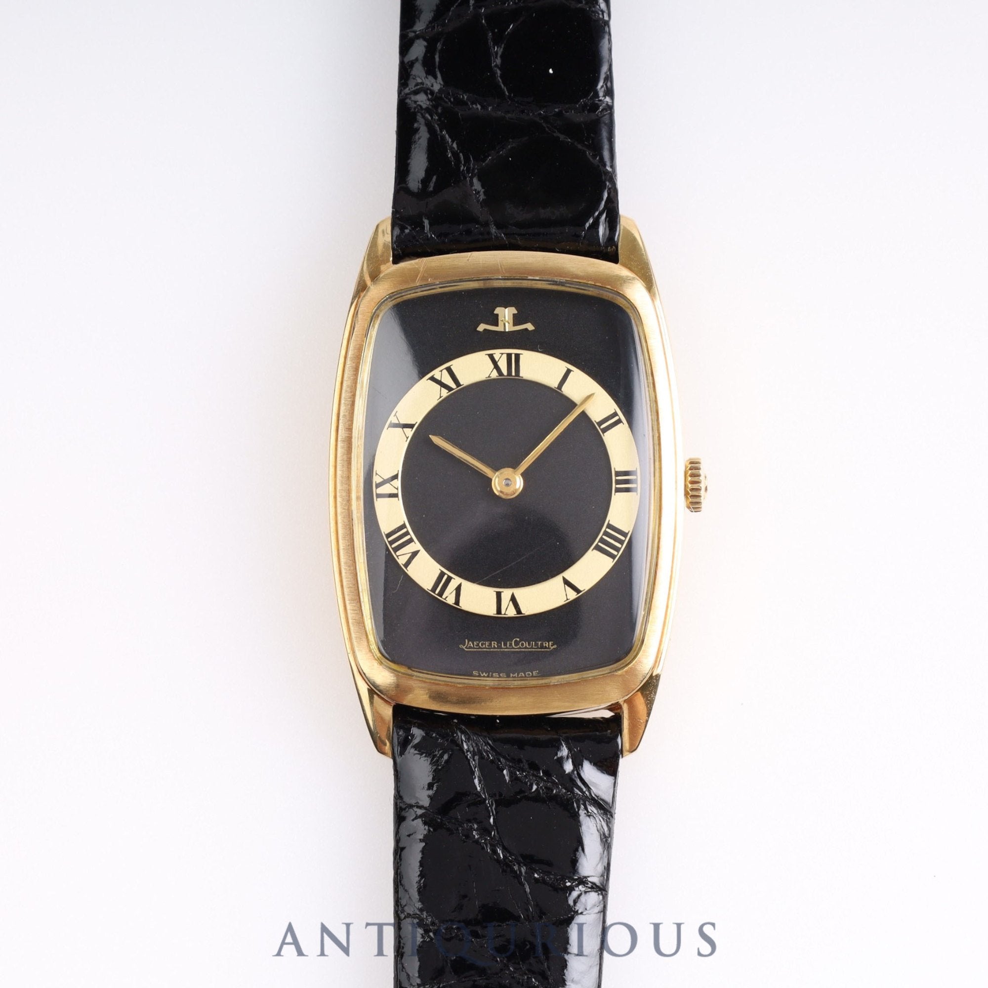 JAEGER・LECOULTRE RECTANGULAR Vogue 904321 Manual winding Cal.818/2 YG Leather Black Dial