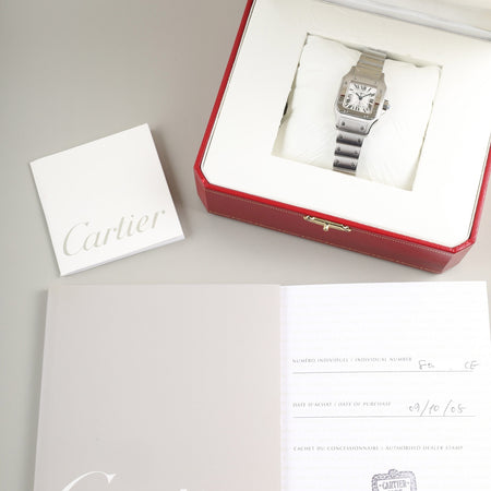 カルティエ サントス ガルベ SM W20054D6 / 2423 自動巻き Cal.ETA2671 SS SS シルバーギョーシェ文字盤 箱 冊子 保証書（2005年）  オーバーホール済み