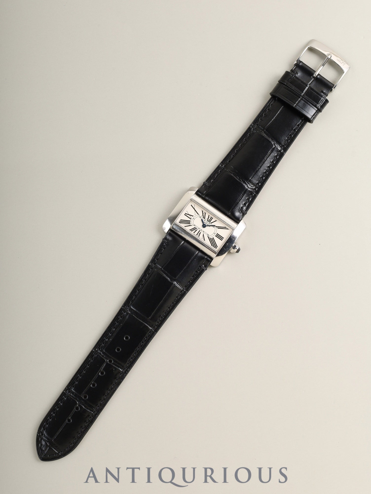 Cartier Tank Divan Mini W6300255 / 2599 Quartz Cal.157 SS Leather Non-OEM Pin Buckle (SS) Silver Roman Dial Overhauled