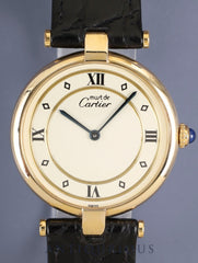 Cartier Must Vendome VLC LM 590003 Quartz Cal.90 SV925 Leather Original pin buckle (GP) Ivory dial with 4 Roman numerals (SWISS mark) Overhauled