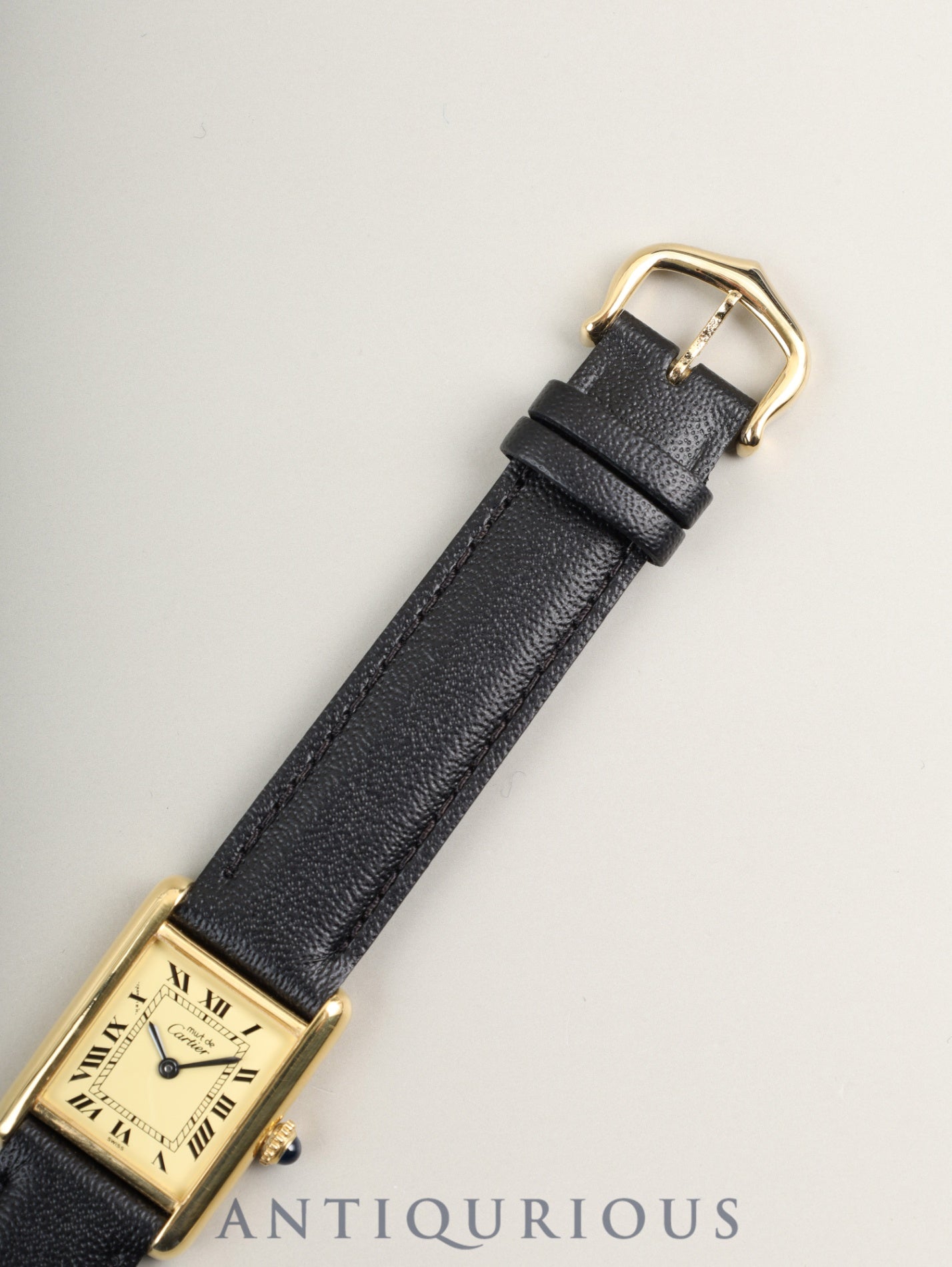 Cartier Must Tank SM Hand-wound Cal.78-1 SV925 Leather Genuine Pin Buckle (GP) Ivory Roman Dial (SWISS marking) Overhauled
