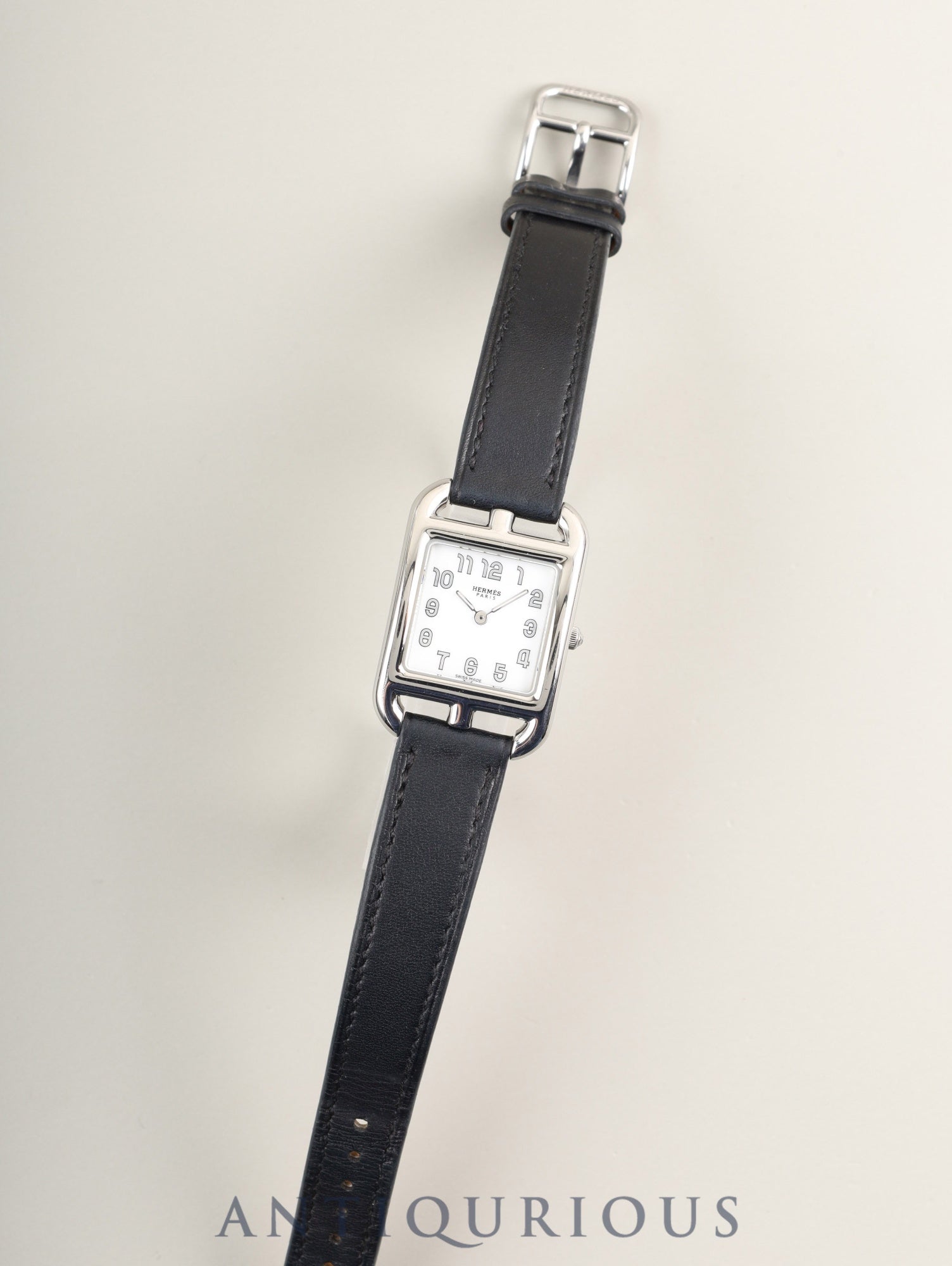 エルメス ケープコッド CC1.210a クォーツ Cal.976.001 SS 純正革ベルト（D刻印：2019年）純正ピンバックル（SS）ホワイトアラビア文字盤 箱 冊子 保証書（個人名記載あり）オーバーホール済み