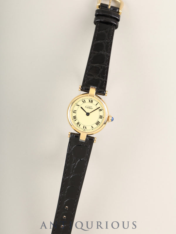 カルティエ マスト ヴァンドーム VLC SM W1002254 / 1851 クォーツ Cal.90.06 SV925 革 純正ピンバックル（GP）アイボリーローマン文字盤（SWISS表記） 箱 オーバーホール済み