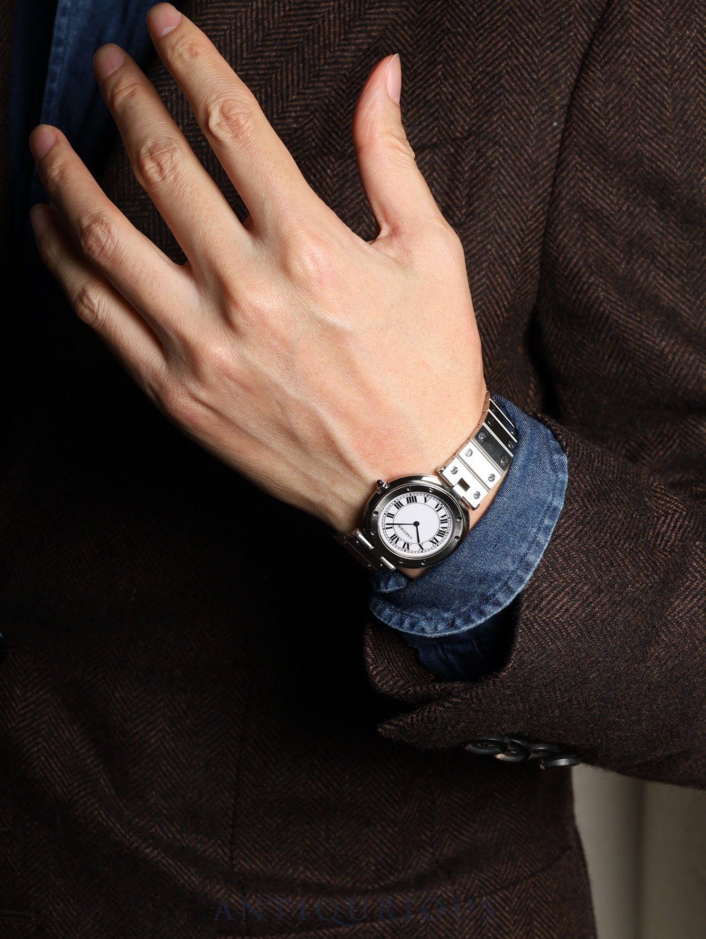 カルティエ サントス ヴァンドーム LM 81925 クォーツ SS SS ホワイトローマン文字盤（SWISS MADE表記） カルティエブティックにてコンプリートサービス（フルメンテナンス）済み