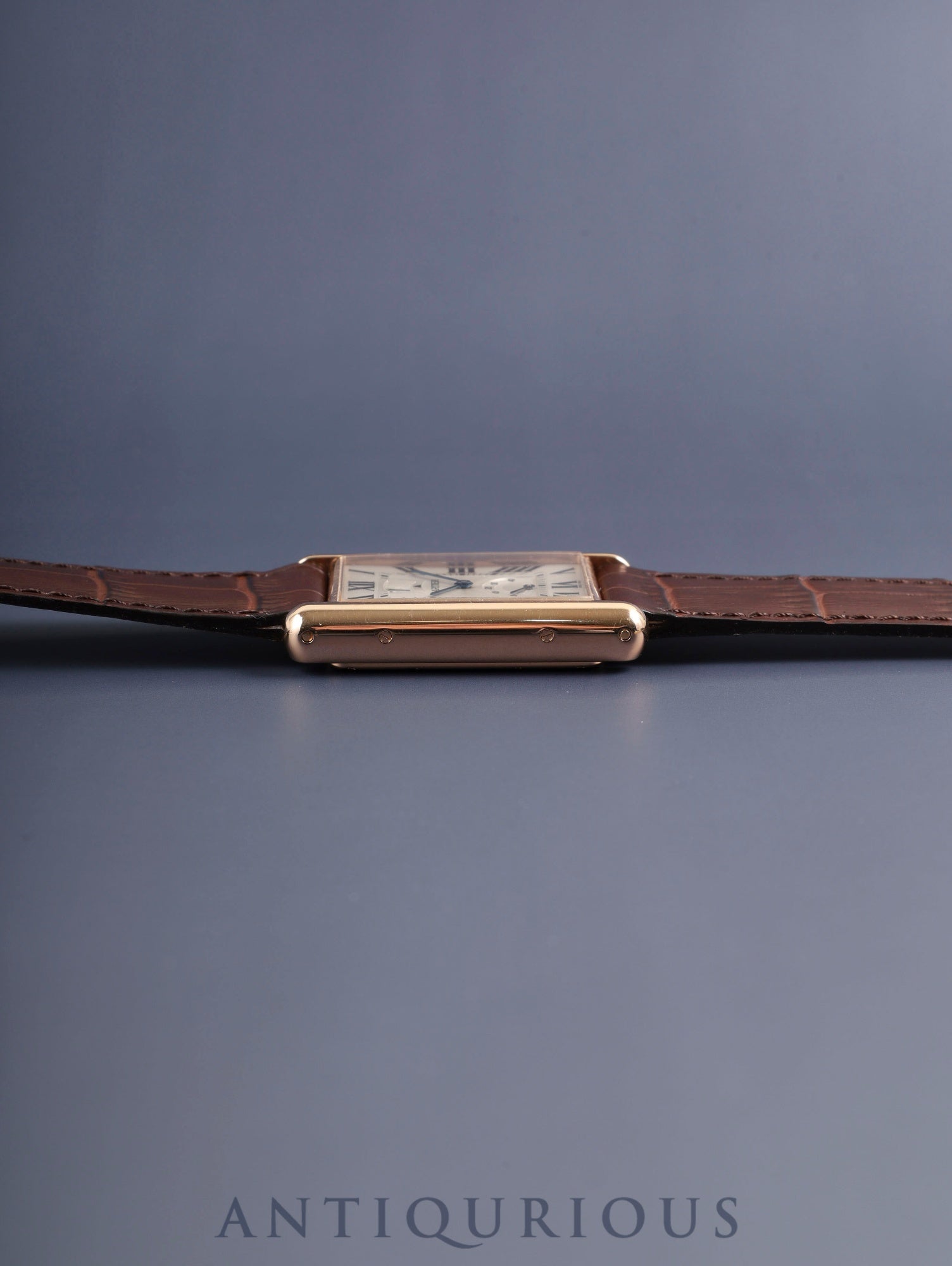 Cartier Tank Louis Cartier XL W1560003 / 3185 Automatic Caliber 9753MC AU750 Leather Strap with Genuine D-buckle (AU750) Silver Guilloche Dial Box Warranty (2017) Overhauled