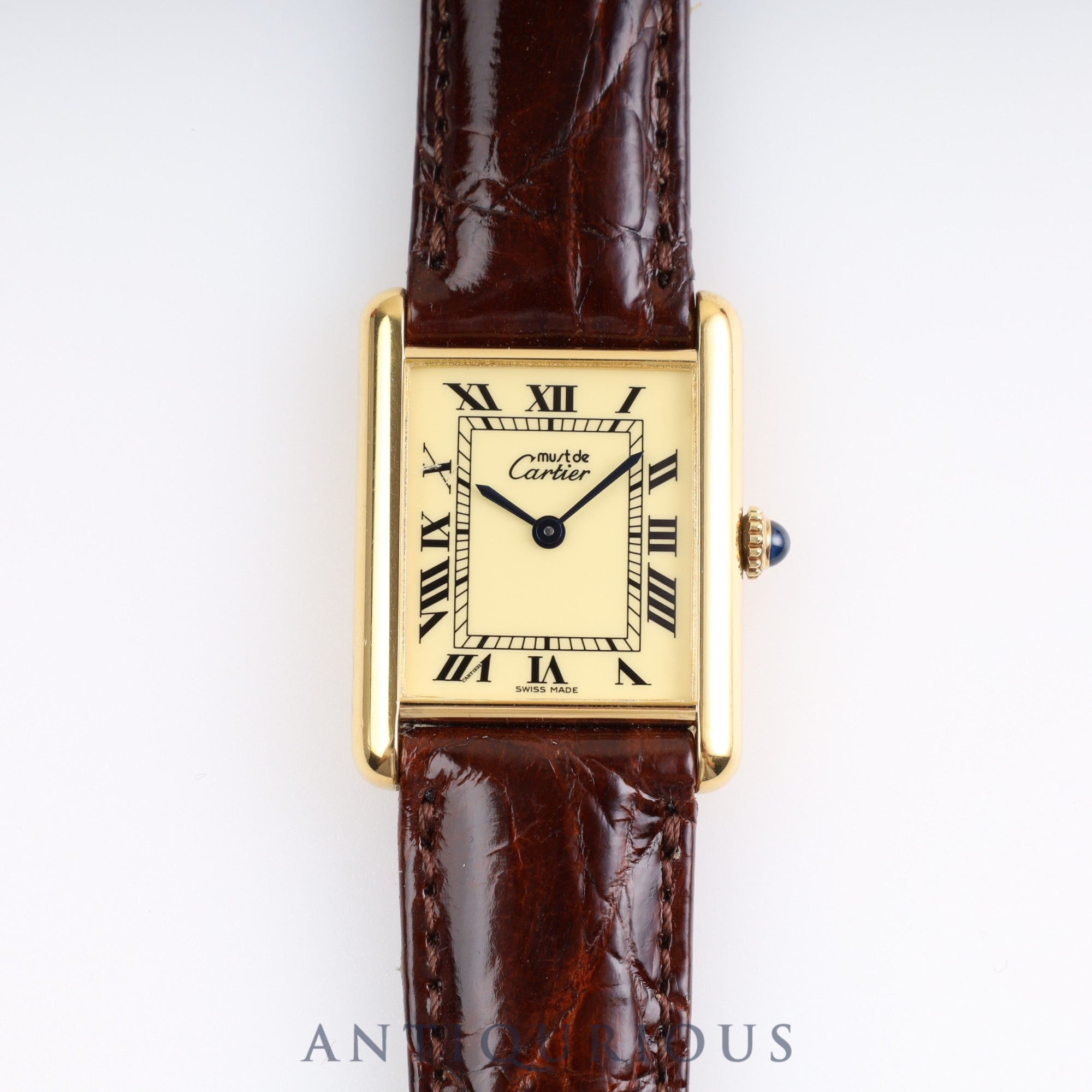 Cartier Must Tank LM Manual winding 925 Leather Genuine buckle (GP) Ivory Roman dial Box Cartier boutique complete service