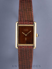 カルティエ マストタンク LM 手巻き Cal.78-1 SV925 革 純正ピンバックル（GP）マホガニー文字盤（SWISS表記）オーバーホール済み