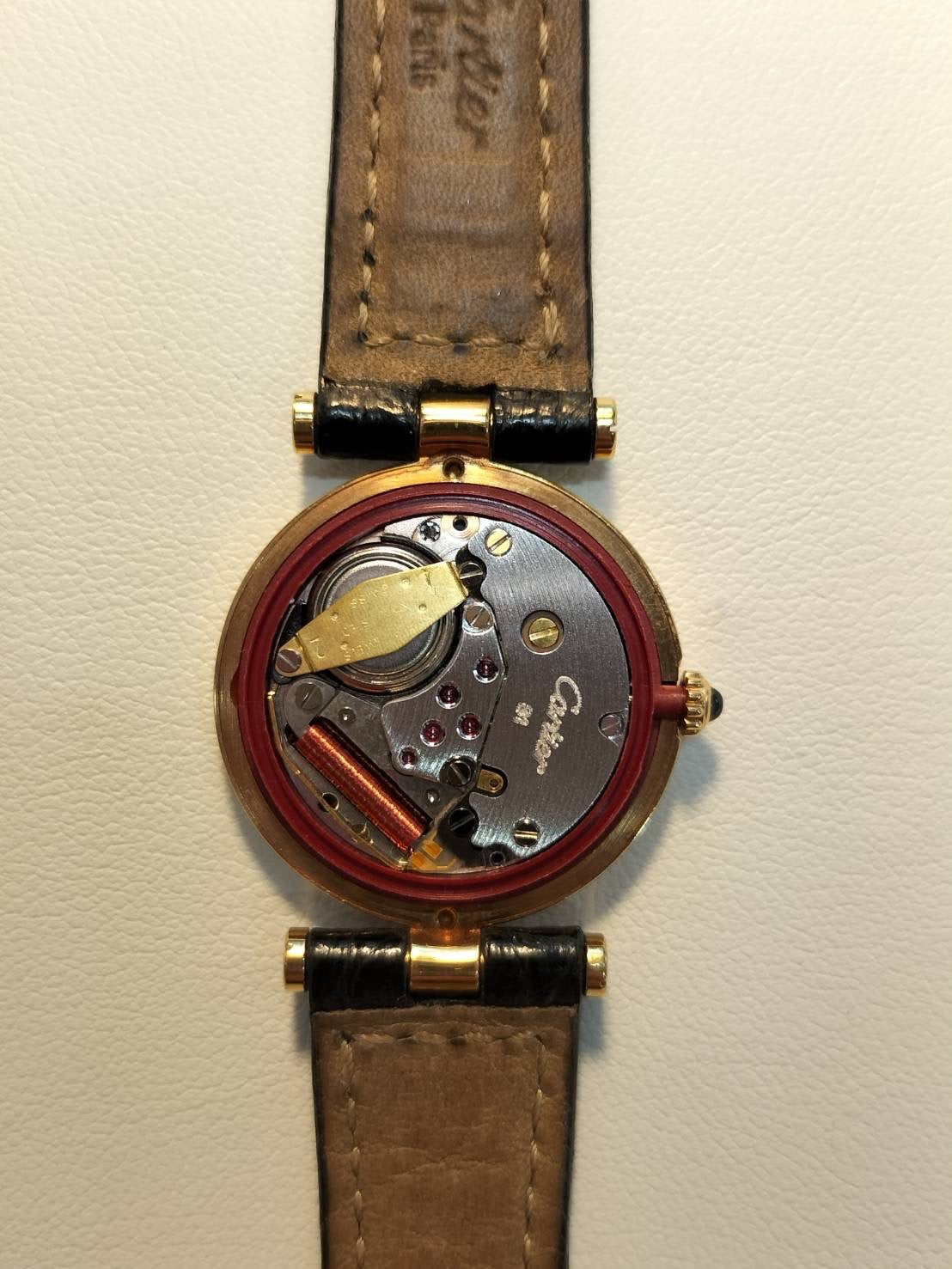 カルティエ ヴァンドーム ルイ カルティエ VLC SM W1523656 / 1273 クォーツ Cal.81 750YG 革 純正ピンバックル（750YG）ブラック2点ローマン文字盤（SWISS表記） オーバーホール済み