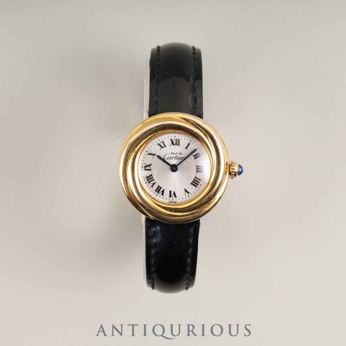 Cartier Must Trinity 2735 Quartz Cal. 157.06 SV925 Genuine Leather Strap Genuine D-Buckle (GP) Silver Roman Dial Overhauled