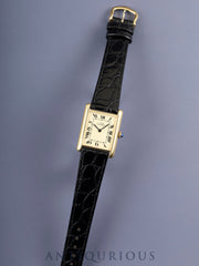 Cartier Must Tank LM, manual winding, Cal. 78-1, SV925, leather, genuine buckle (GP), ivory Roman dial (SWISS markings), circa 1976-1981, overhauled and refinished to new condition.