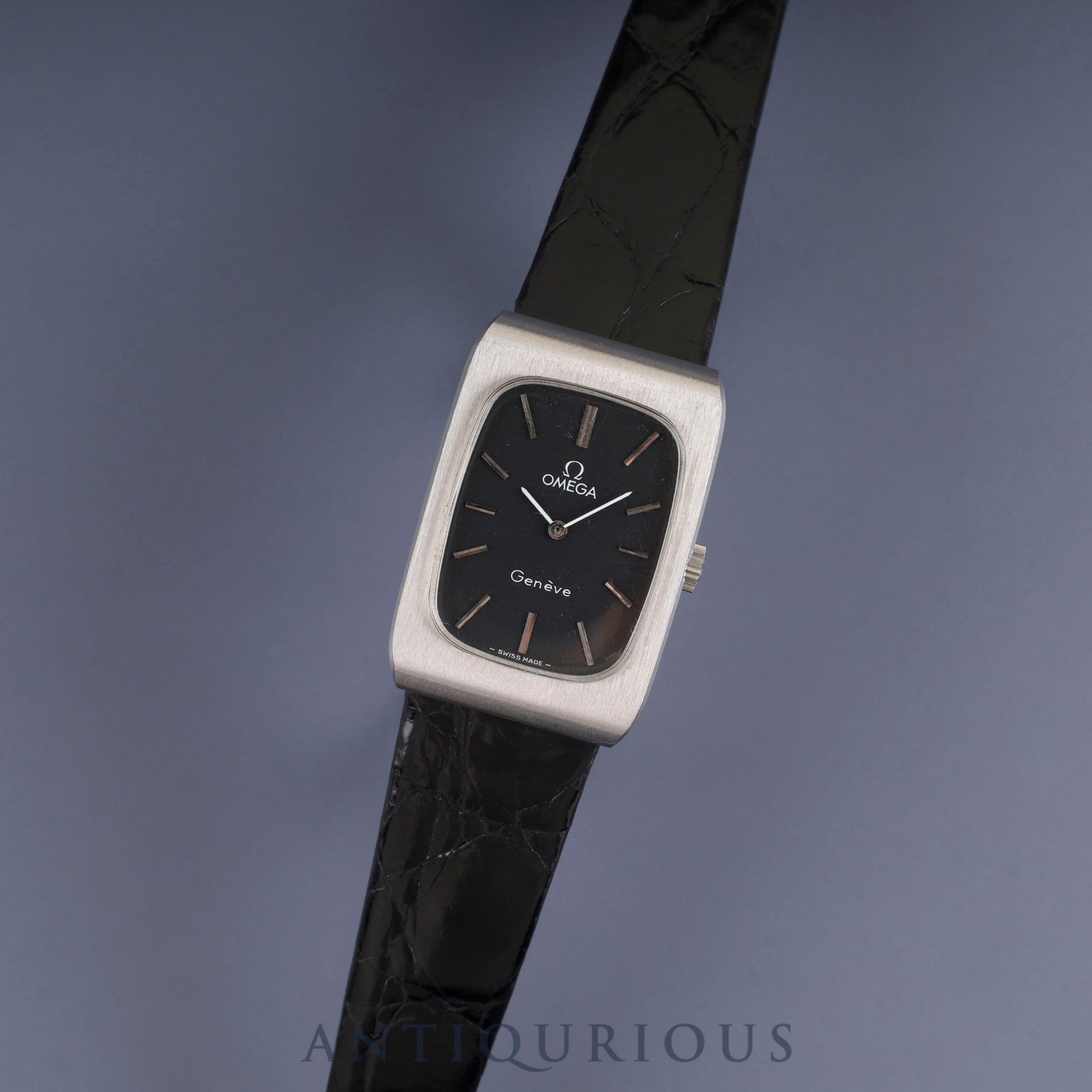 Omega Geneve 511.0469 Manual Winding Stainless Steel Leather Strap with Aftermarket Buckle (SS) Black Dial Overhauled