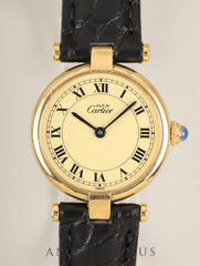 Cartier Must Vendome VLC SM 590004 Quartz Cal.90 SV925 Leather Genuine D-buckle (GP) Ivory Roman Dial (SWISS marking) Overhauled