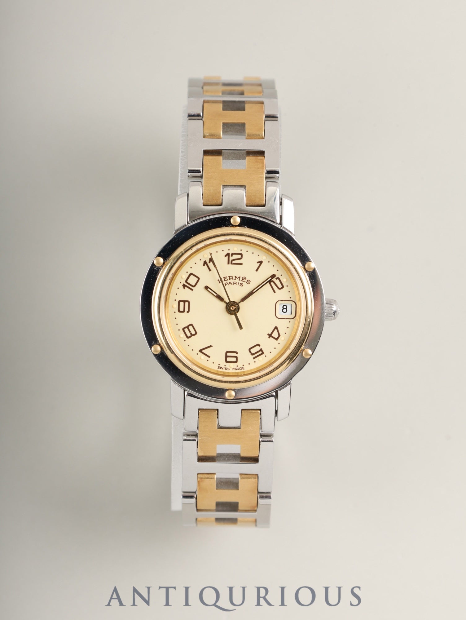 エルメス クリッパー CL4.220 クォーツ Cal.- SS/GP SS/GP アイボリー