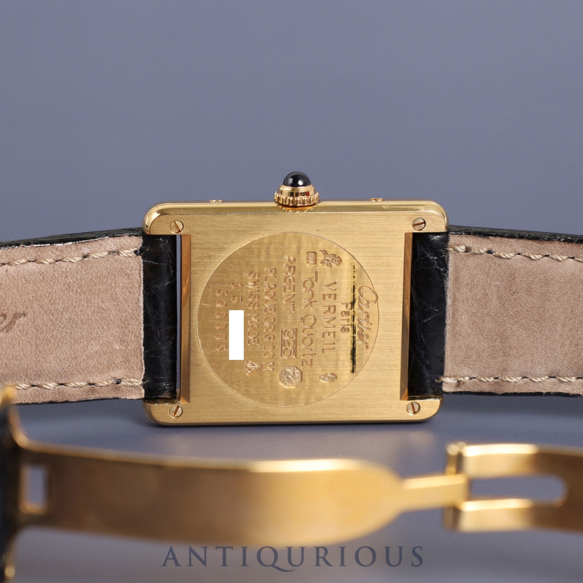 Cartier Must Tank LM 590005 Quartz Cal.90 SV925 Genuine leather strap Genuine D buckle (GP) Trinity dial Box Overhauled