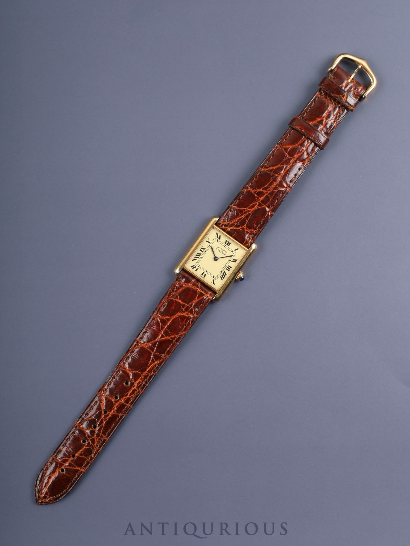 カルティエ マストタンク LM 590005 クォーツ Cal.90 SV925 純正革ベルト  純正尾錠（GP） アイボリーローマン文字盤 箱 冊子 保証書 タグ オーバーホール済み