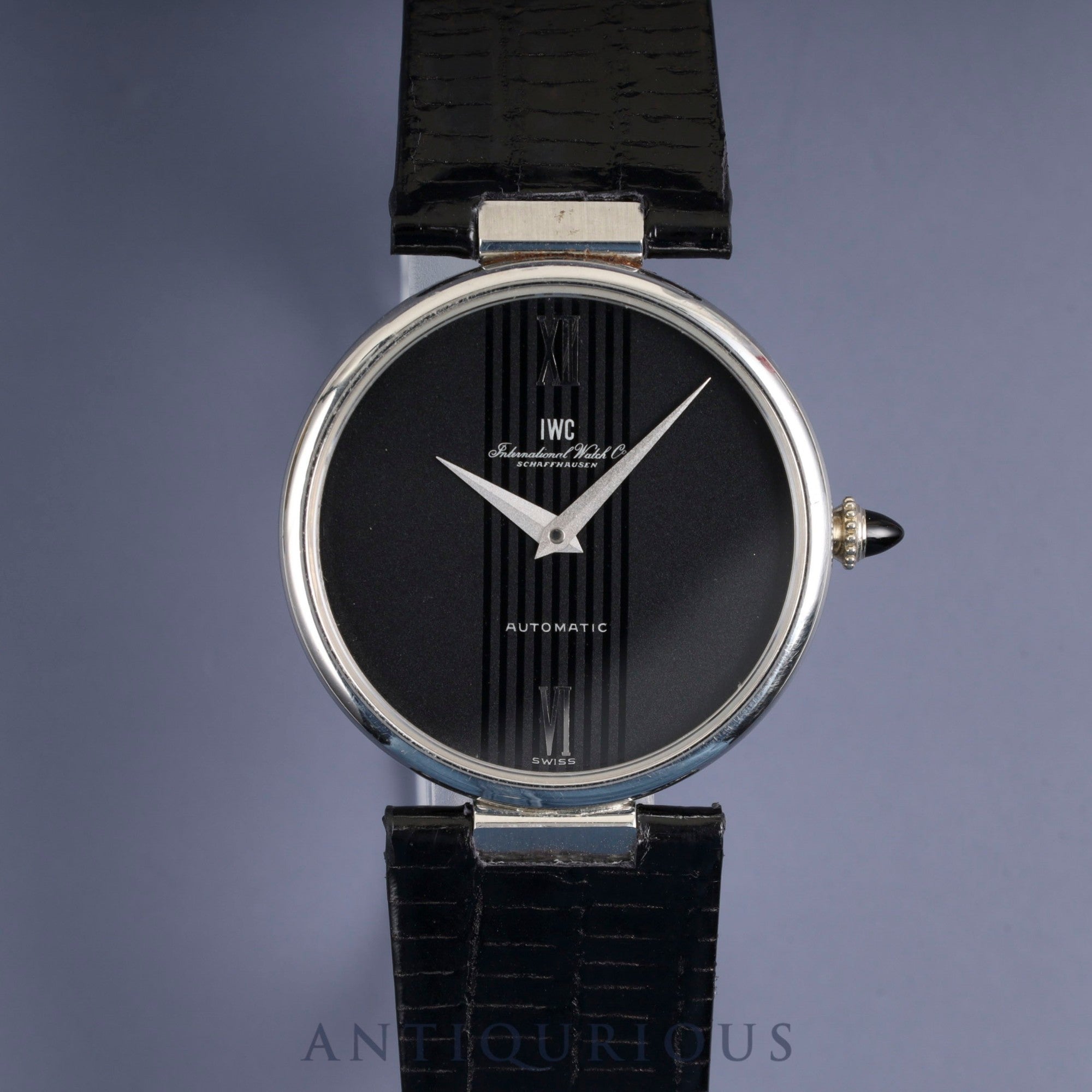 IWC ラウンド 3203 自動巻き Cal.3251 SS 革 純正尾錠（SS）ブラック文字盤 箱 冊子 ケース 保証書（1979年）オーバーホール済み アイダブリュシー