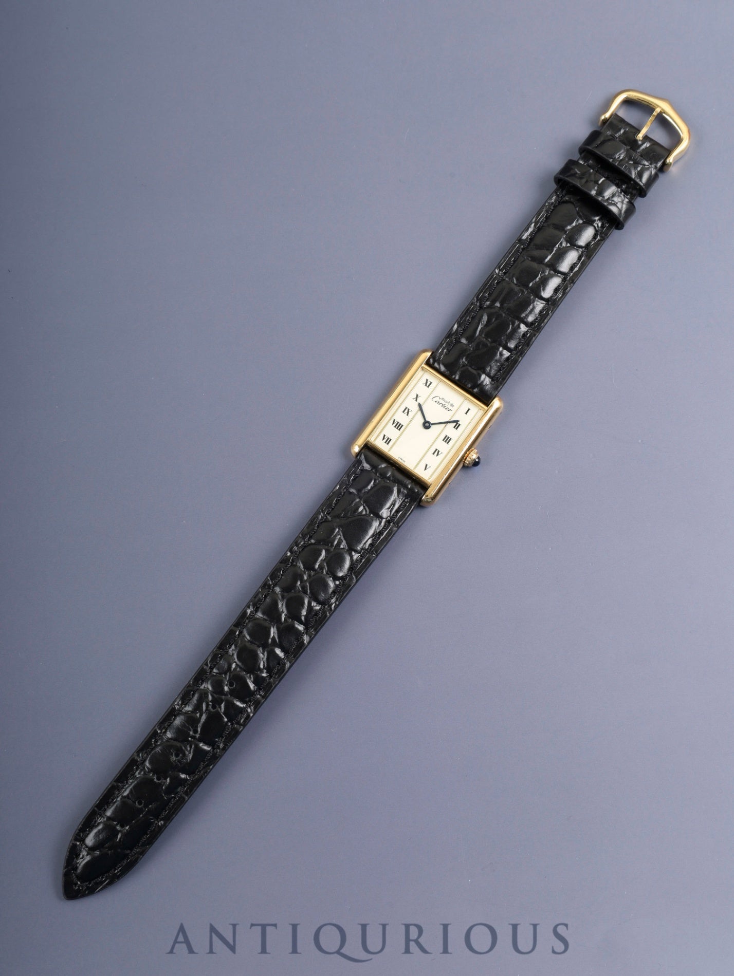 Cartier Must Tank LM 590005 Quartz Cal.90 SV925 Leather Original Pin Buckle (GP) Straight Roman Dial (SWISS marking) Overhauled