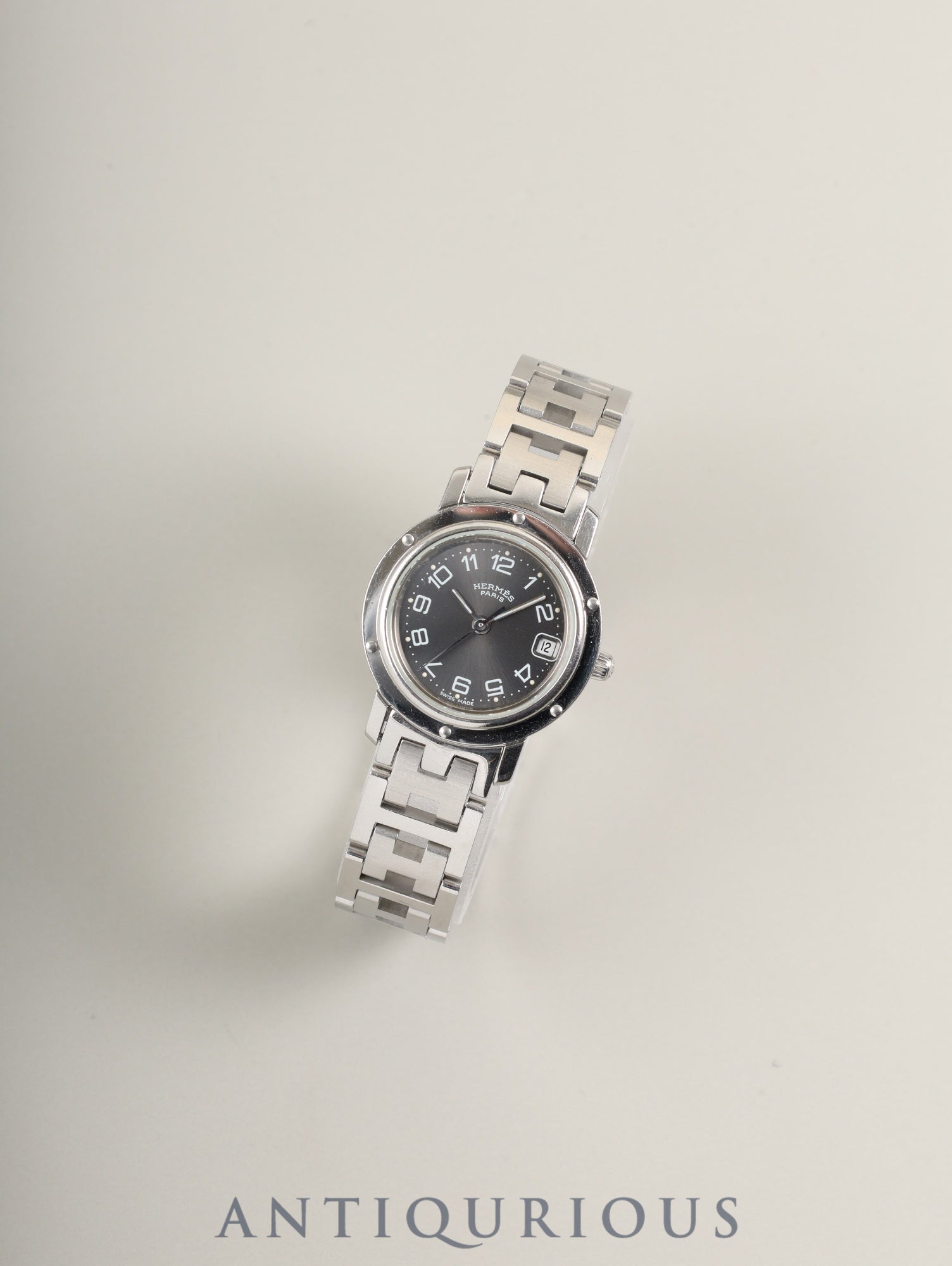 エルメス クリッパー CL4.210 クォーツ SS SS グレー文字盤 保証書