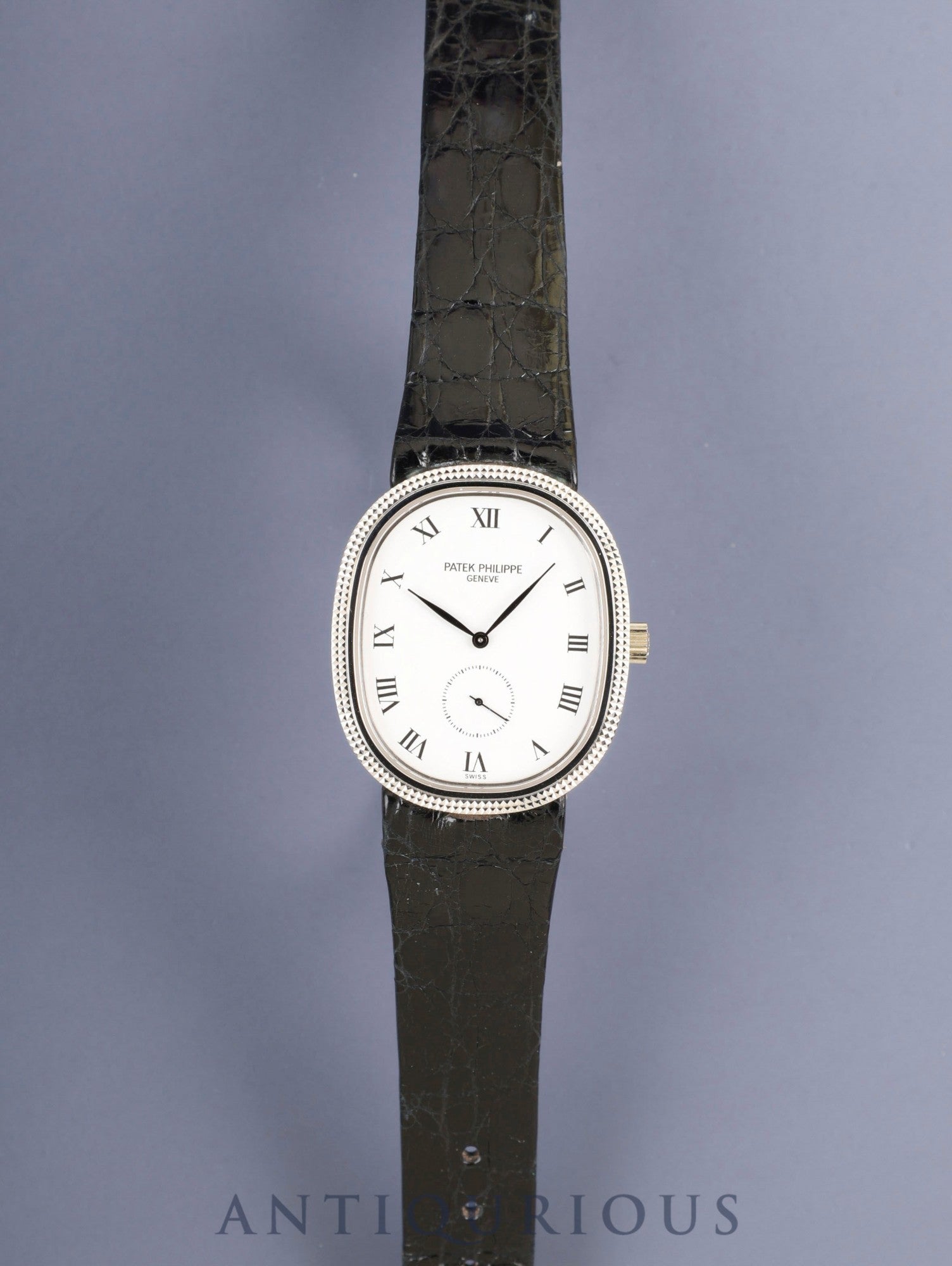 Patek Philippe Golden Ellipse 3989 Manual winding Cal.215 750WG Original leather strap Original pin buckle (750WG) White Roman dial Box Overhauled