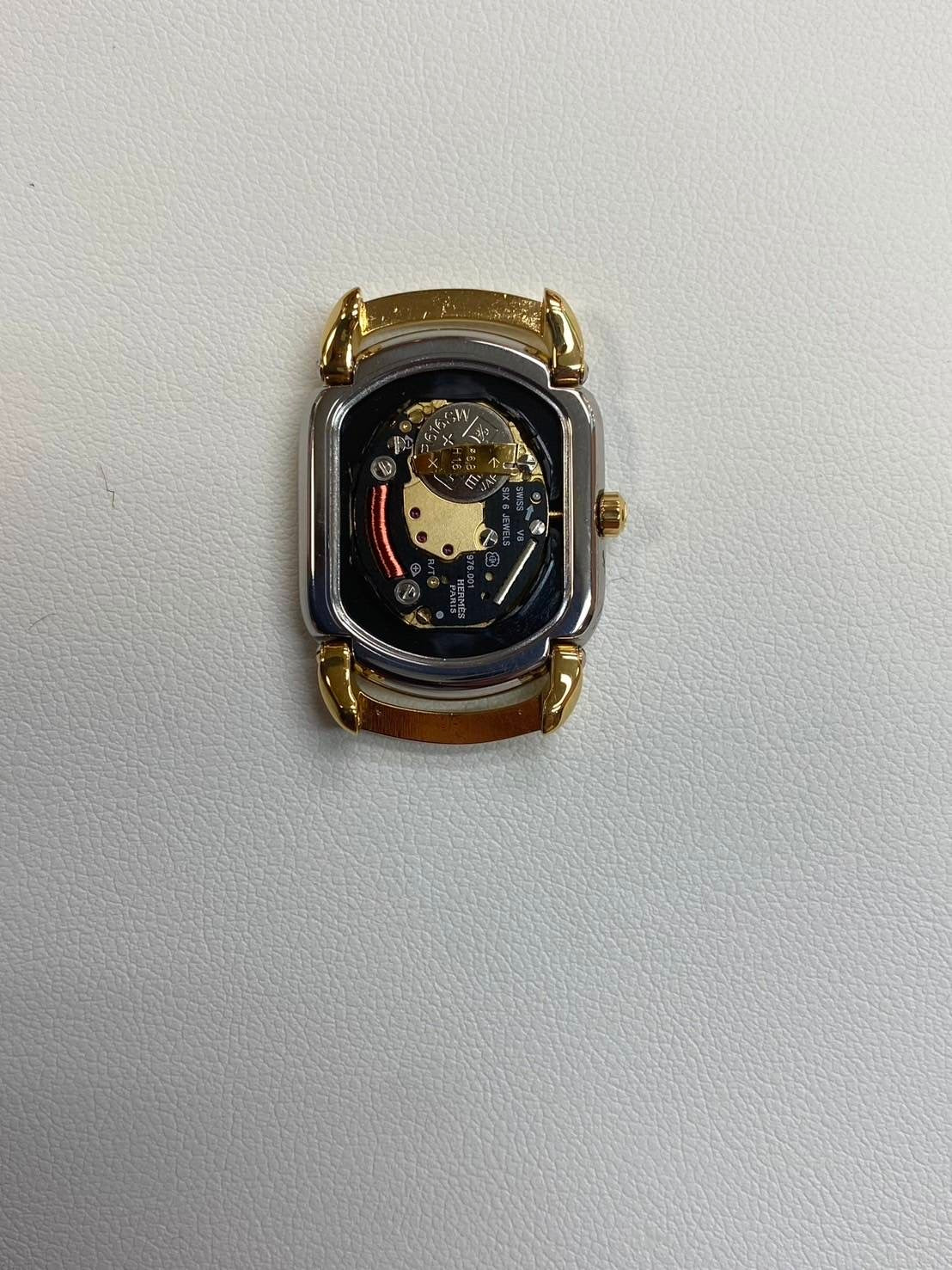 HERMES RALLYE RA1.210 Quartz Cal.976.001 SS/GP Gold Dial Overhauled