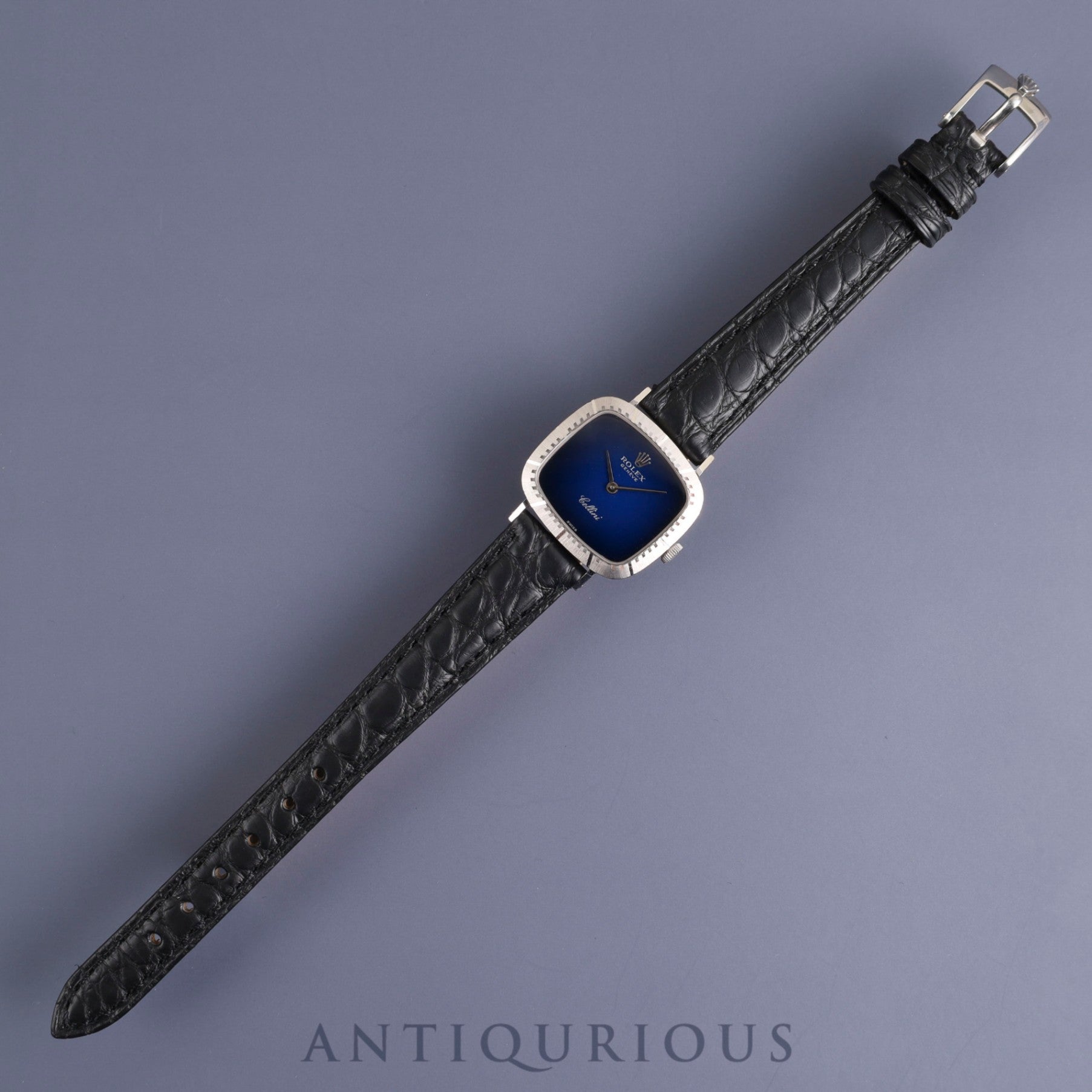 Rolex Cellini 4084 Manual winding 750 Leather Genuine buckle (SS) Blue gradient dial No. 43 (1975) Overhauled