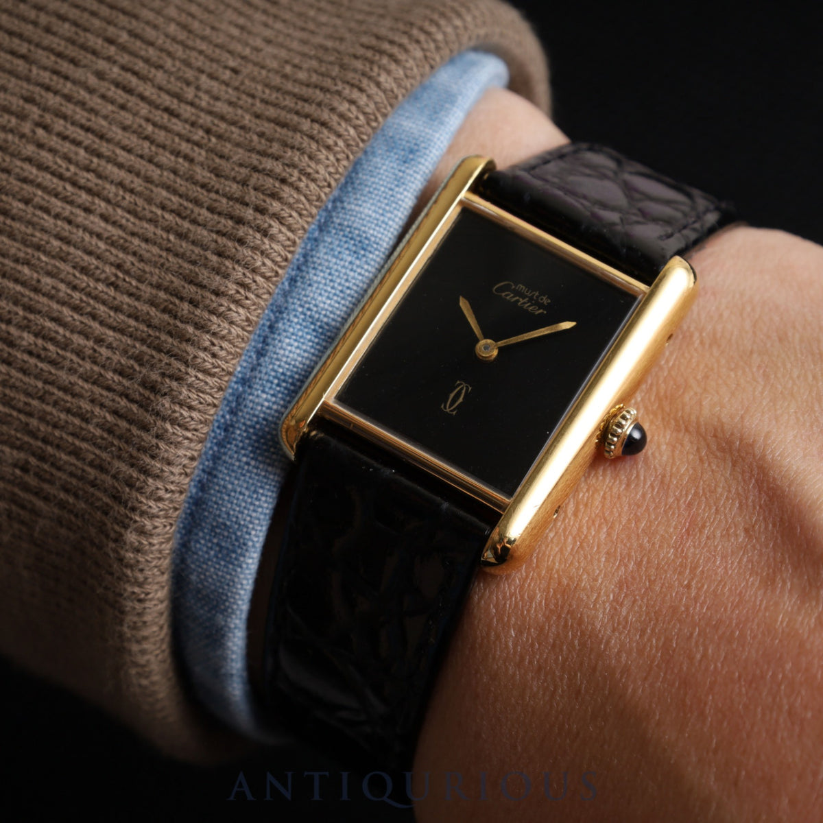 Cartier Must Tank LM Manual Winding Cal.78-1 SV925 Black Onyx Dial Overhauled and Refurbishing