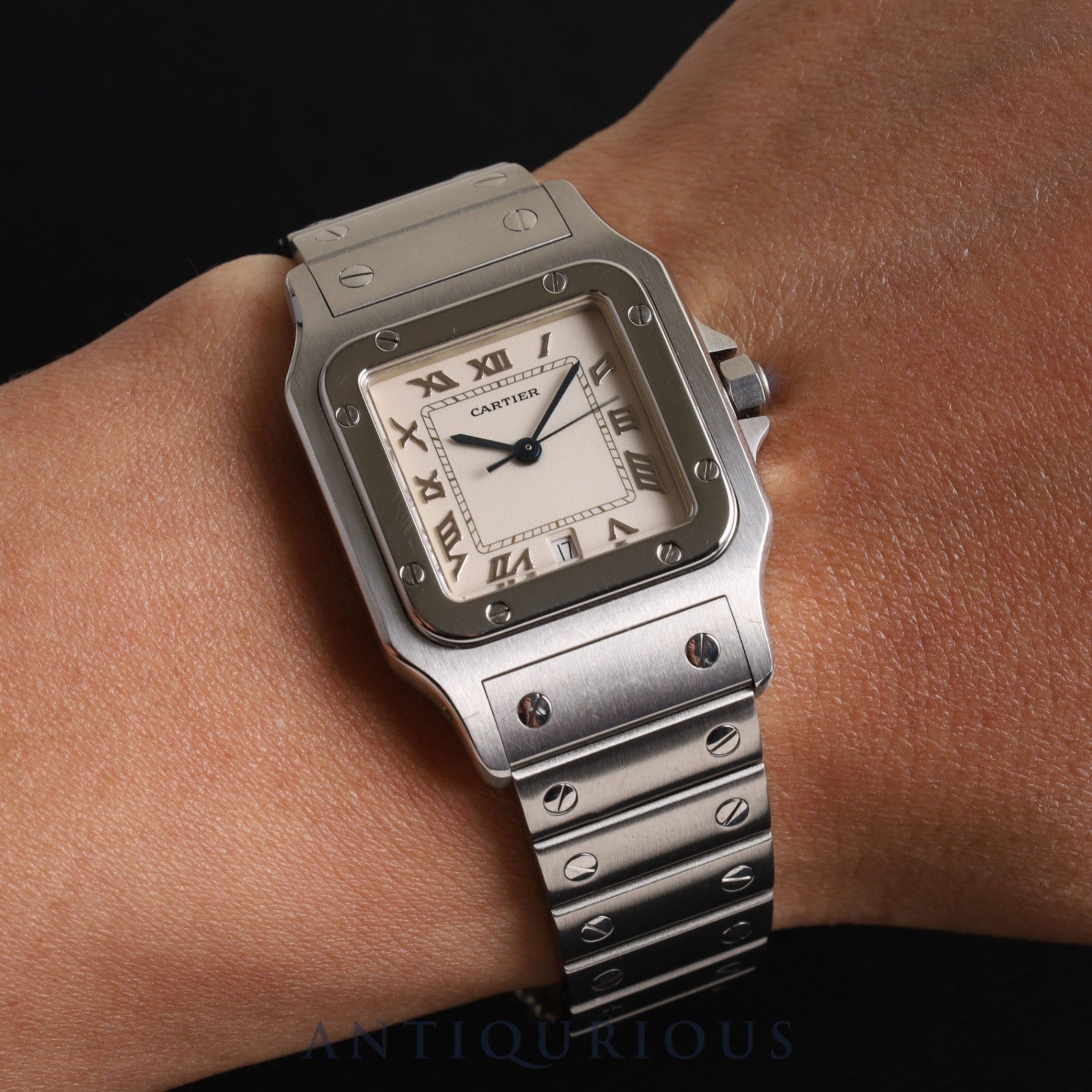 Cartier Santos Galbee LM W20025D6 / 1564 Quartz Cal.87 SS SS Ivory Dial Overhauled