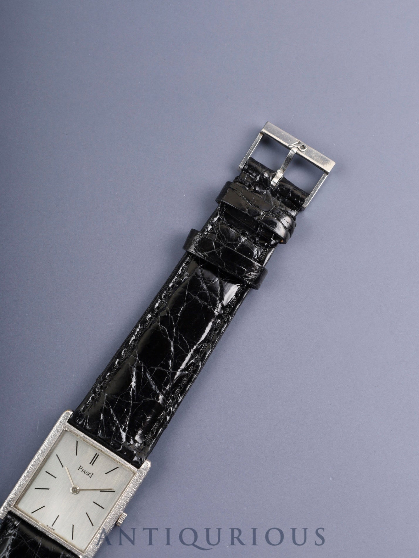 Piaget Rectangular 9294 Manual Winding Cal.9P 750WG Leather Original Pin Buckle (Pm850) Silver Dial Overhauled