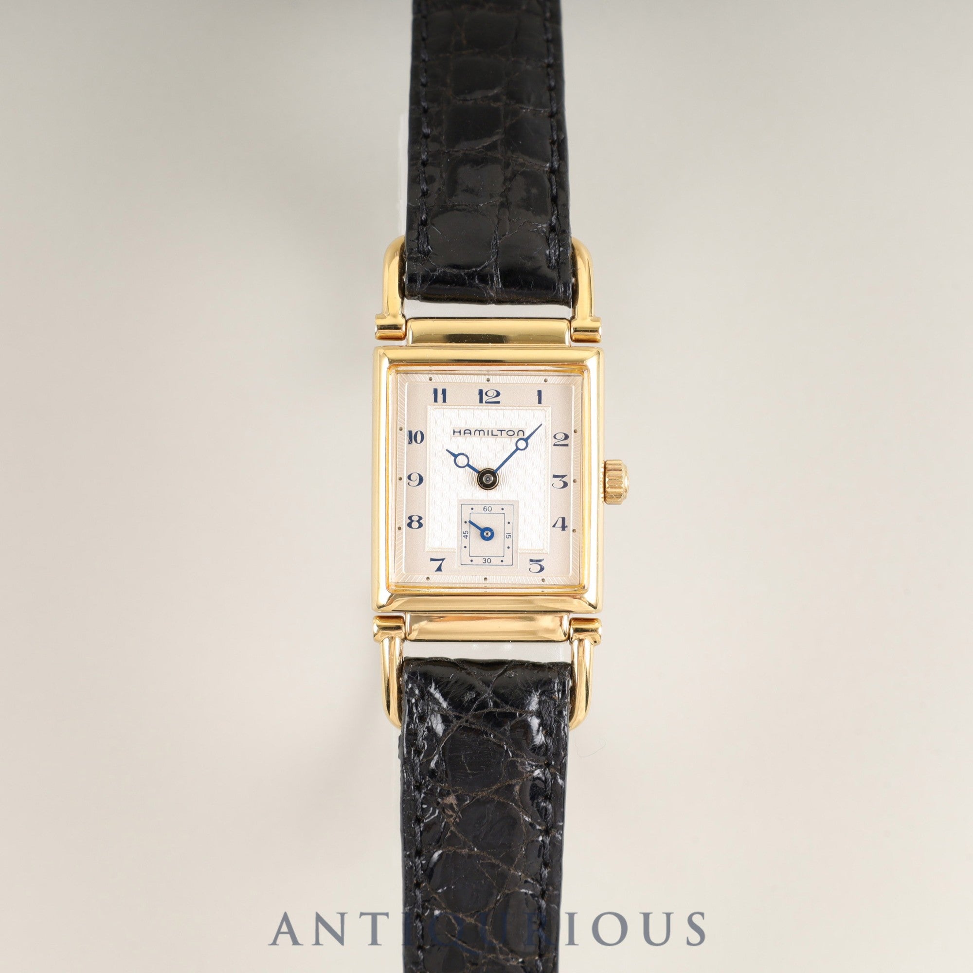 Hamilton Wilshire 6270 Quartz Caliber 980.153 Stainless Steel Watch with Genuine Leather Strap, Aftermarket Buckle (GP), Champagne Gold Dial, Overhauled