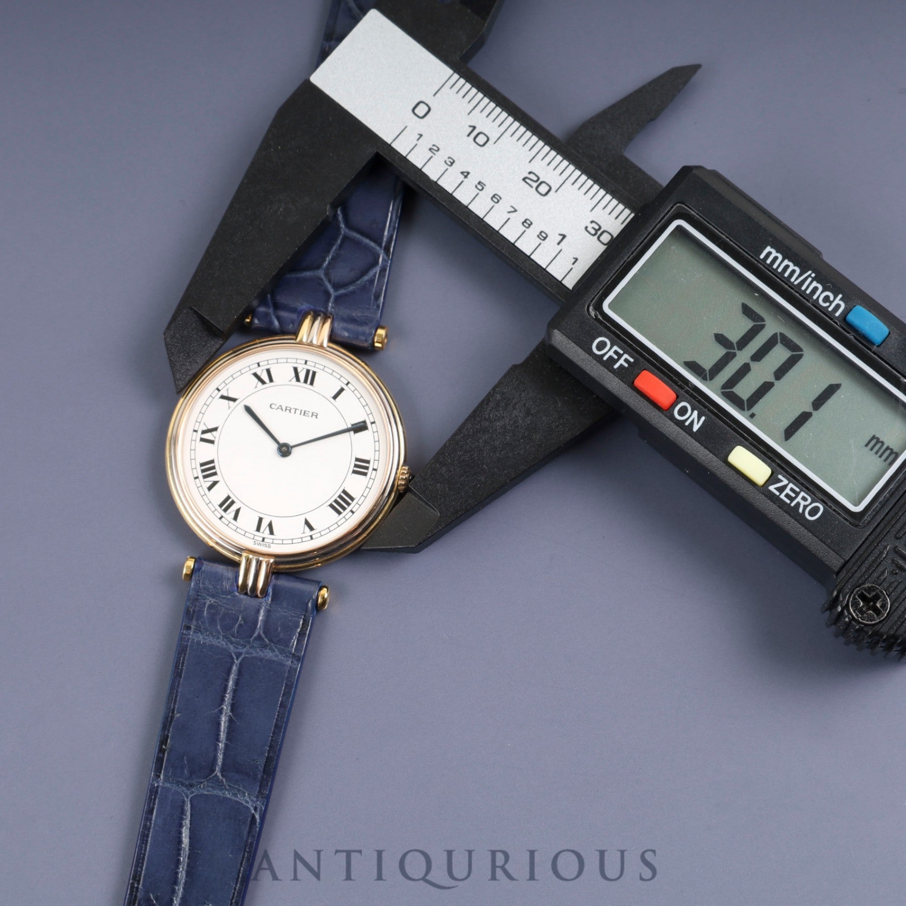 カルティエ ヴァンドーム VLC LM 881003 クォーツ Cal.81 18K 革 純正尾錠（GP）ホワイトローマン文字盤 オーバーホール済み