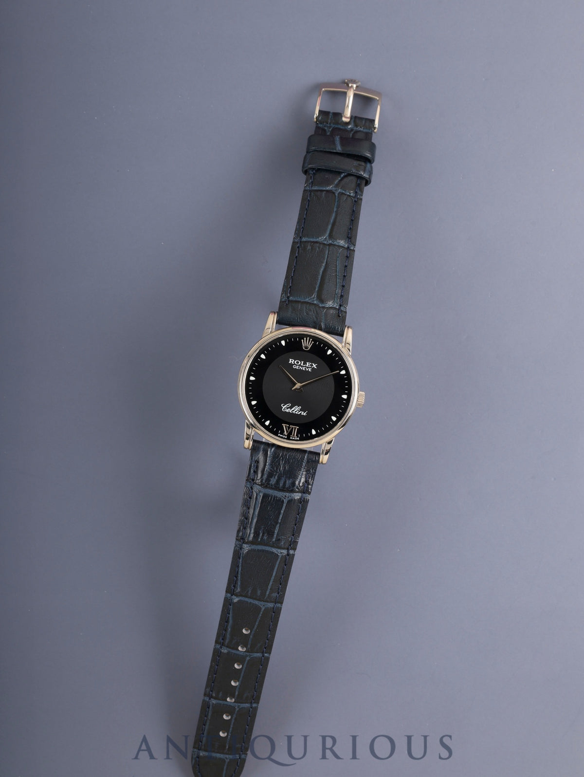 Rolex Cellini 5116/9 Manual Winding Cal.1602 Leather 750WG Original Pin Buckle (750WG) Black Dial K-series (2001) Box, Papers, Warranty, Overhauled