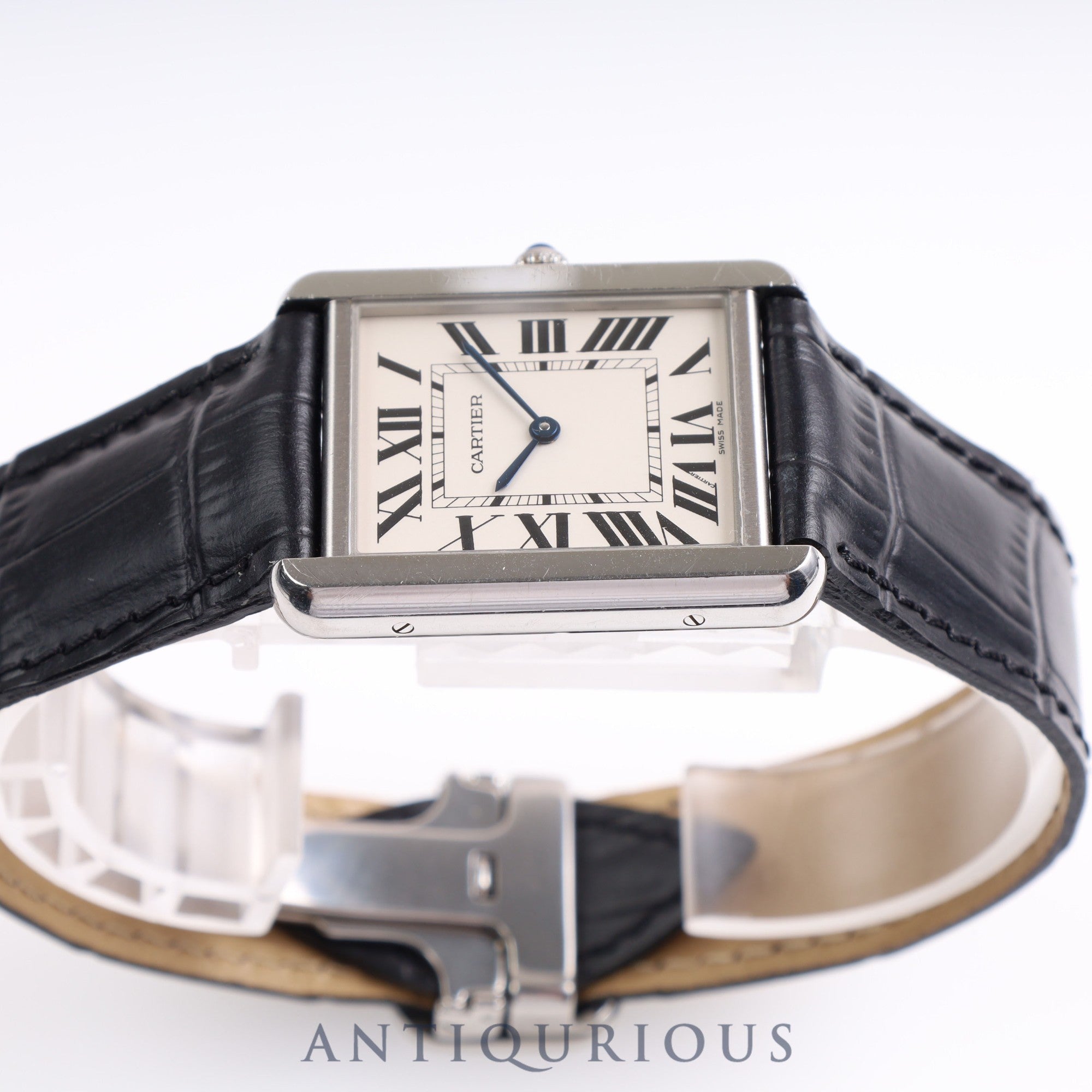 Cartier Tank Solo LM Quartz W5200014/3169 SS Leather Genuine D Buckle Silver Dial