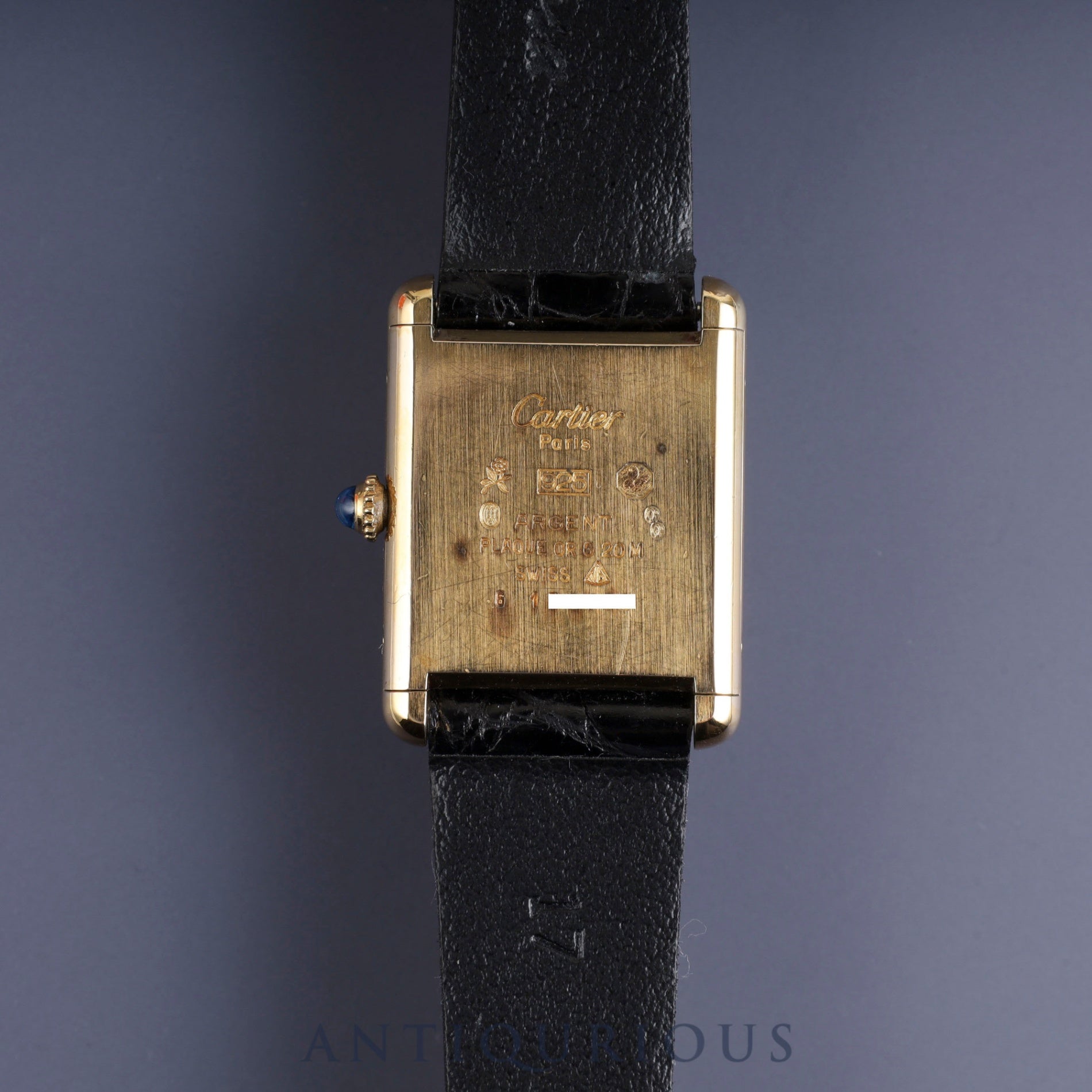 Cartier Must Tank LM Manual winding Cal.78-1 SV925 Leather Genuine buckle (GP) Onyx dial Overhauled