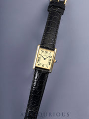 カルティエ マストタンク LM 590005 クォーツ Cal.90 SV925 革 純正尾錠（GP）アイボリーローマン文字盤（SWISS表記）オーバーホール済み