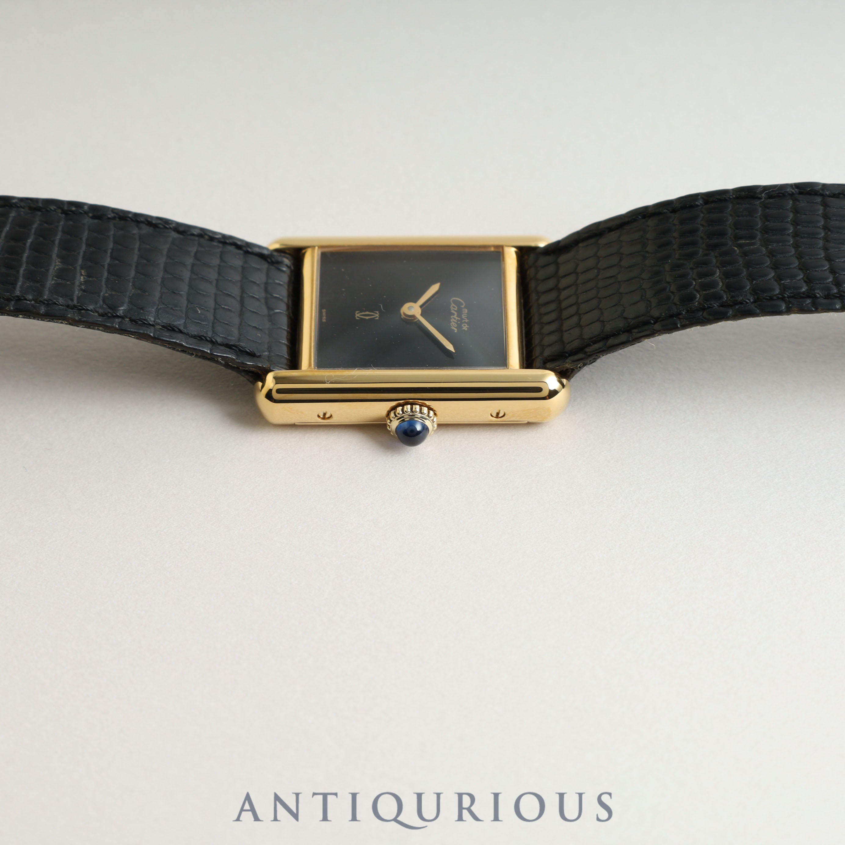 Cartier Must Tank SM Manual winding Onyx dial Genuine buckle Genuine belt Newly refurbished