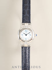 Cartier Must Colisée W1011455 / 2411 Quartz Cal.157.06, SV925, original SS deployant buckle, white dial with Arabic numerals (SWISS mark), comes with original leather strap, overhauled.