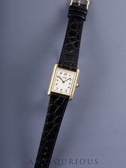 Cartier Must Tank LM 590005 Quartz Caliber 90 SV925 Leather Strap with Genuine GP Buckle Arabic Dial Overhauled and Finished to Look Like New