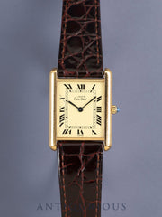 Cartier Must Tank LM 6 81006 Quartz Cal.81 SV925 Leather Original Pin Buckle (GP) Ivory Roman Dial (SWISS marking) Overhauled