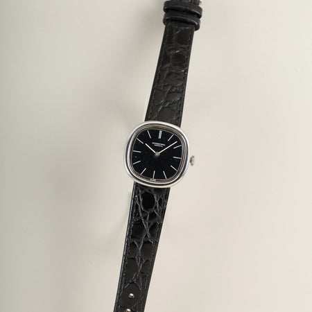 IWC オールドインター 4136 手巻き SS 革 純正ピンバックル（SS）ブラック文字盤 （SWISS表記）オーバーホール済み アイダブリュシー