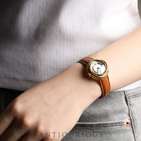 Cartier Must Trinity W1010644 / 2735 Quartz SV925 Leather Genuine D-buckle (GP) Trinity dial Complete service completed at Cartier boutique