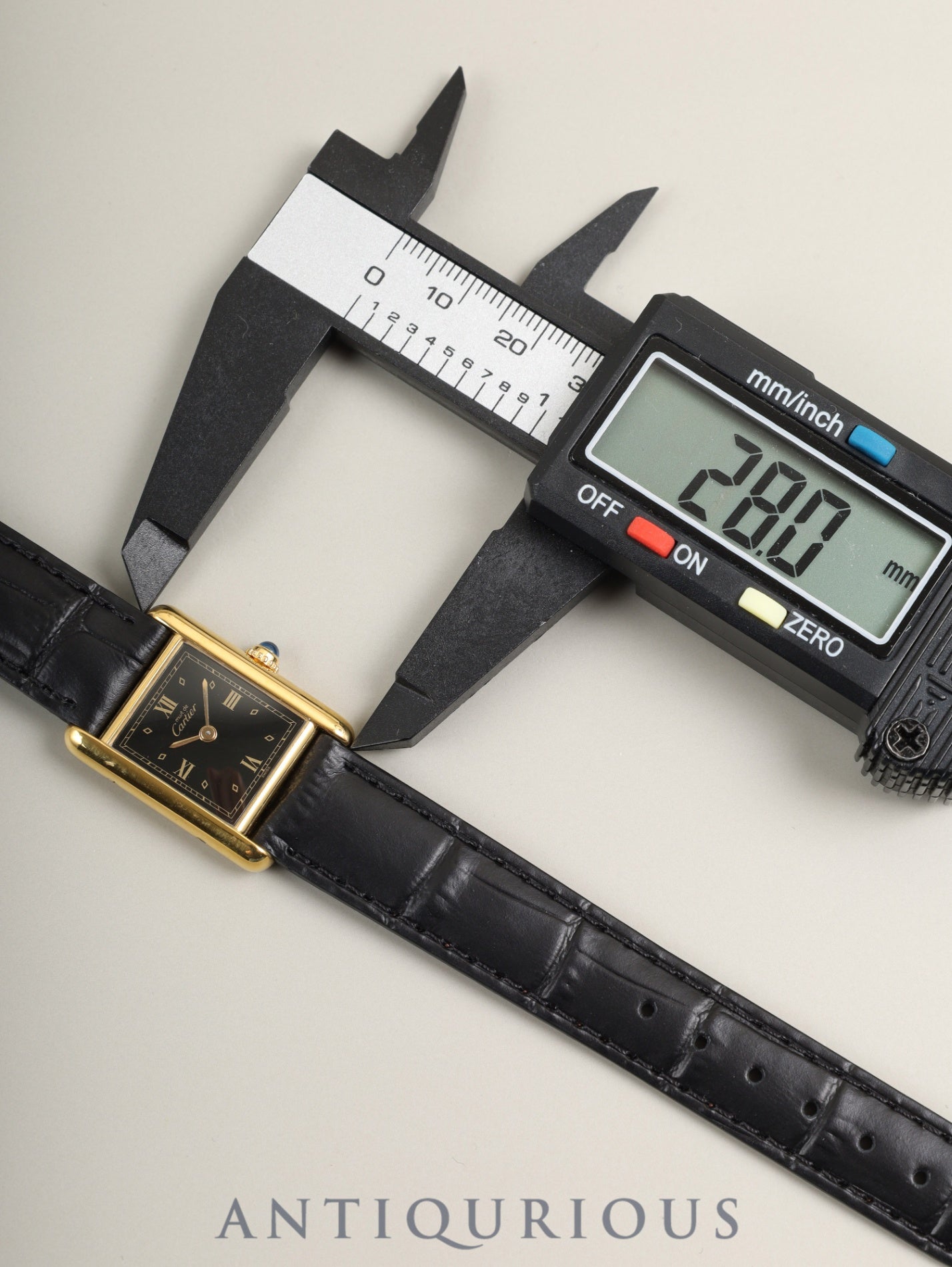 Cartier Must Tank SM 557051 Quartz Cal.057 SV925 Leather Genuine Pin Buckle (GP) Black Roman Dial (SWISS marking) Overhauled Polished
