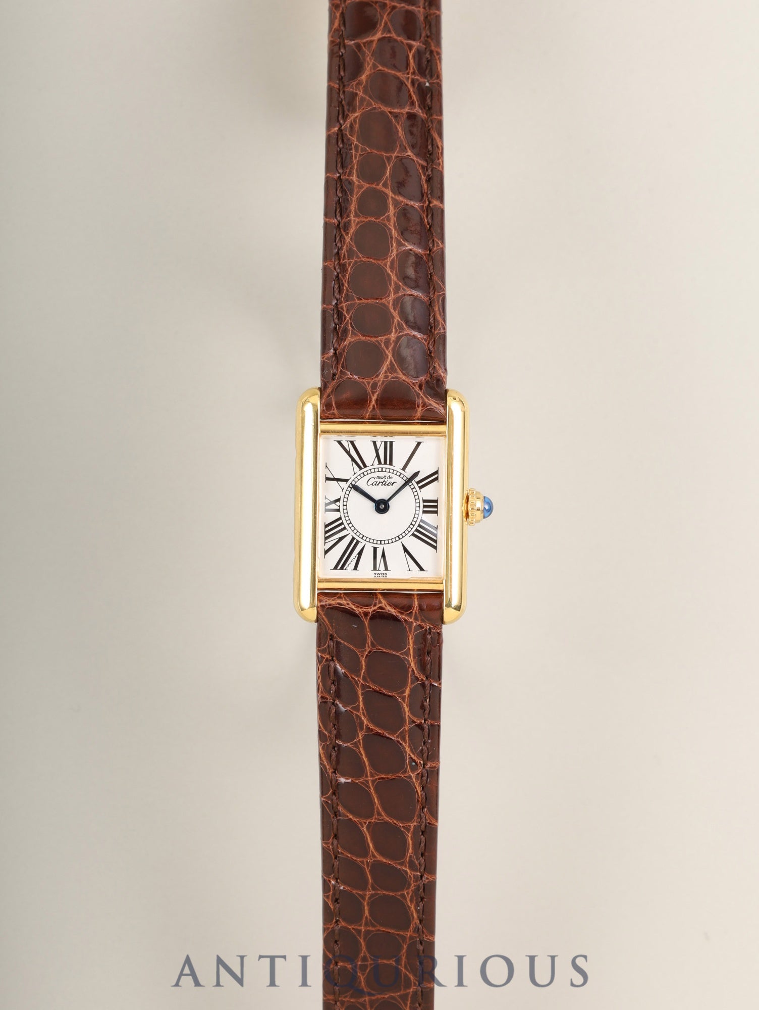 Cartier Must Tank SM 5057001 Quartz SV925 Leather Genuine D-Buckle (GP) Oparan Dial (SWISS marking) Polished, Complete Service by Cartier Boutique