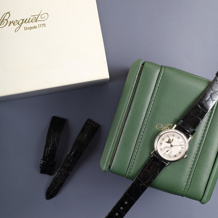 ブレゲ クラックムーンフェイズ 3280BB 手巻き Cal.818/4 750WG 革 純正ピンバックル（750WG）シルバーローマン文字盤 箱 オーバーホール済み