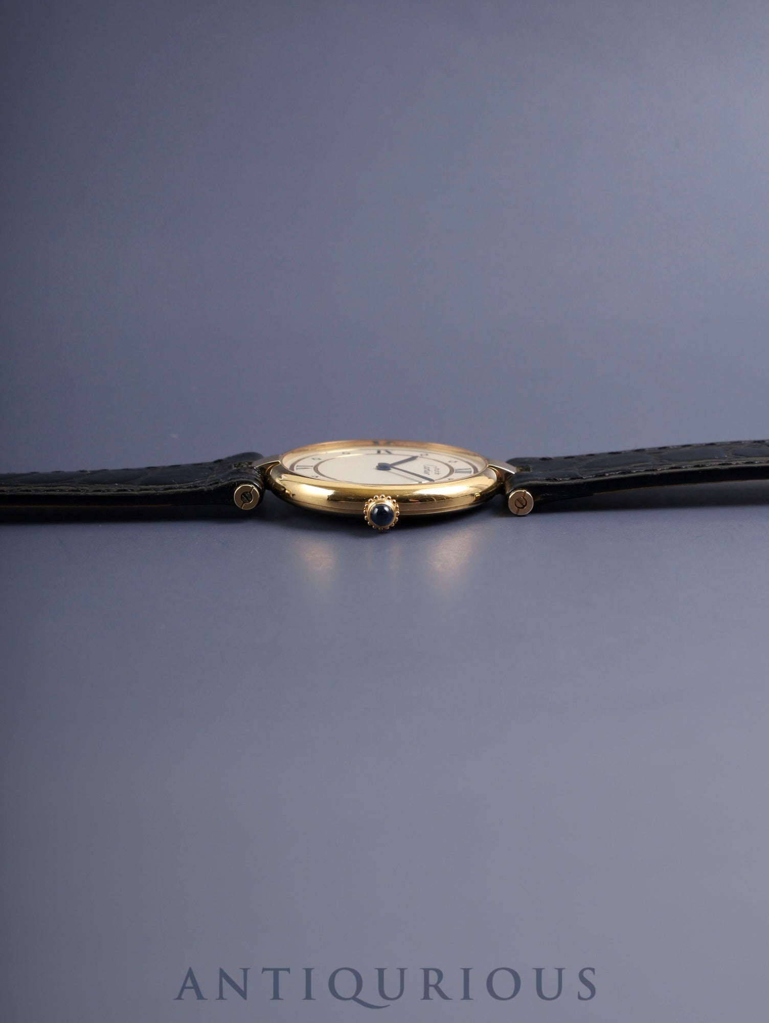 Cartier Must Vendôme VLC LM 590003 Quartz Cal.90 SV925 Leather Strap Original Pin Buckle (GP) Ivory 4-point Roman Numeral Dial Overhauled