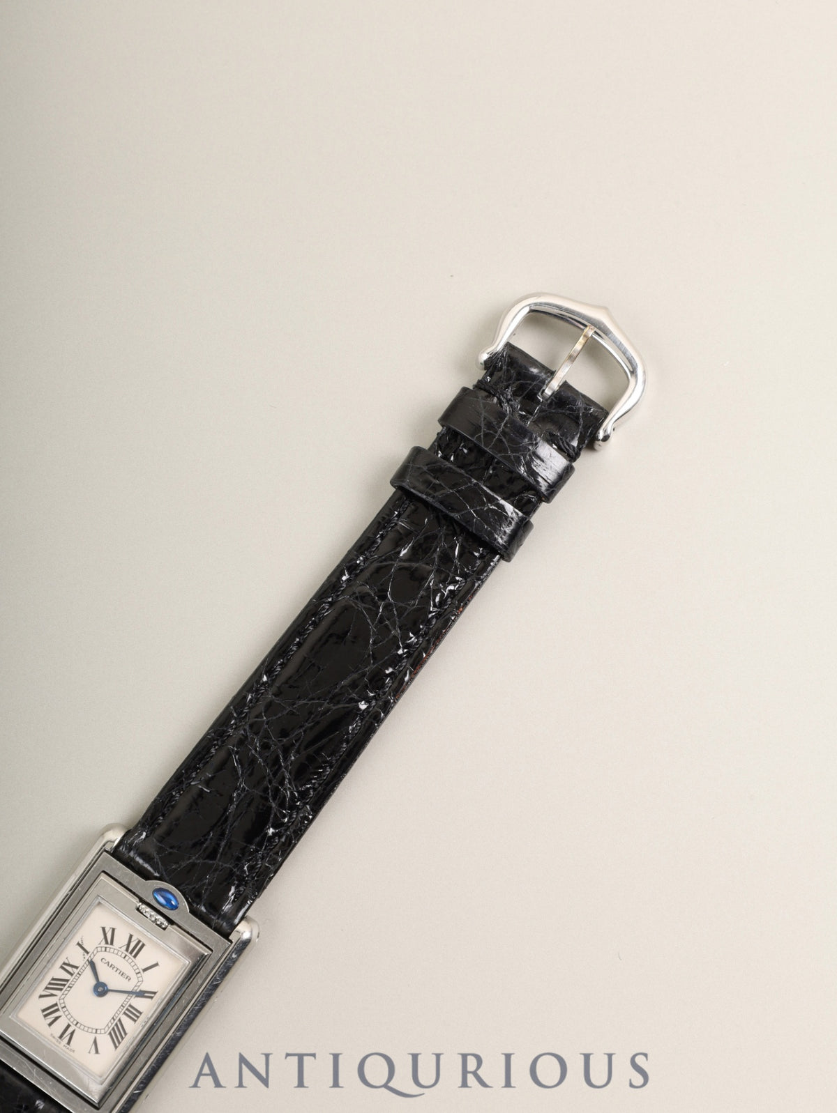カルティエ タンク バスキュラント SM 2386 クォーツ Cal.059 SS 革 純正ピンバックル（SS）ホワイトローマン文字盤（SWISS MADE表記） 箱 冊子 保証書（2000年）オーバーホール済み