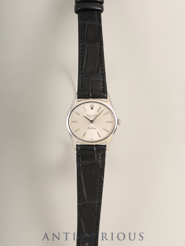 ロレックス チェリーニ 3802 手巻き Cal.1600 革 750WG 純正ピンバックル（SS） シルバー文字盤  30番台（1970年） オーバーホール済み