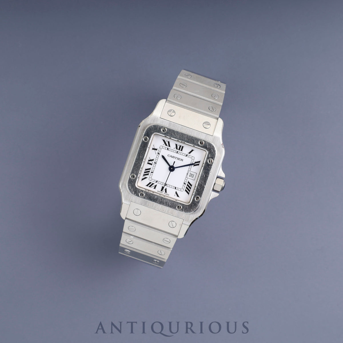 Cartier Santos Calée LM 81036188 / 1553 Automatic, Stainless Steel, White Roman Dial, Completely Serviced and Replaced with Middle Case at a Cartier Boutique