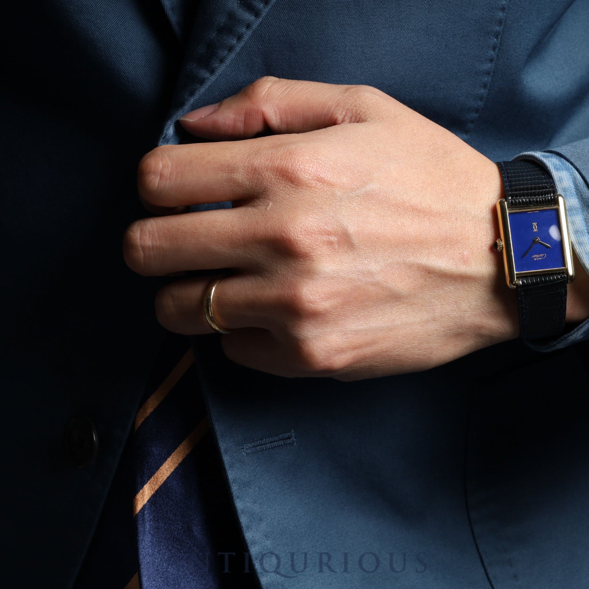 Cartier Must Tank LM Manual Winding Genuine Buckle Belt Lapis Lazuli Dial Cartier Boutique Complete Service